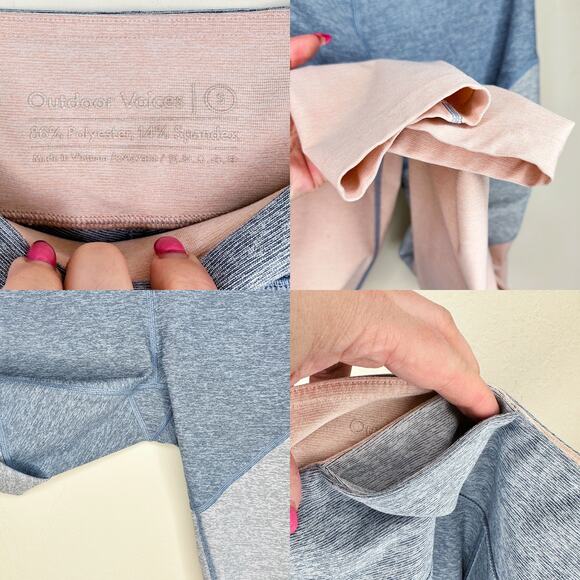 Outdoor Voices Colorblock Springs Lake Dove Rose Quartz 7/8 Leggings Pants Small - Picture 12 of 14